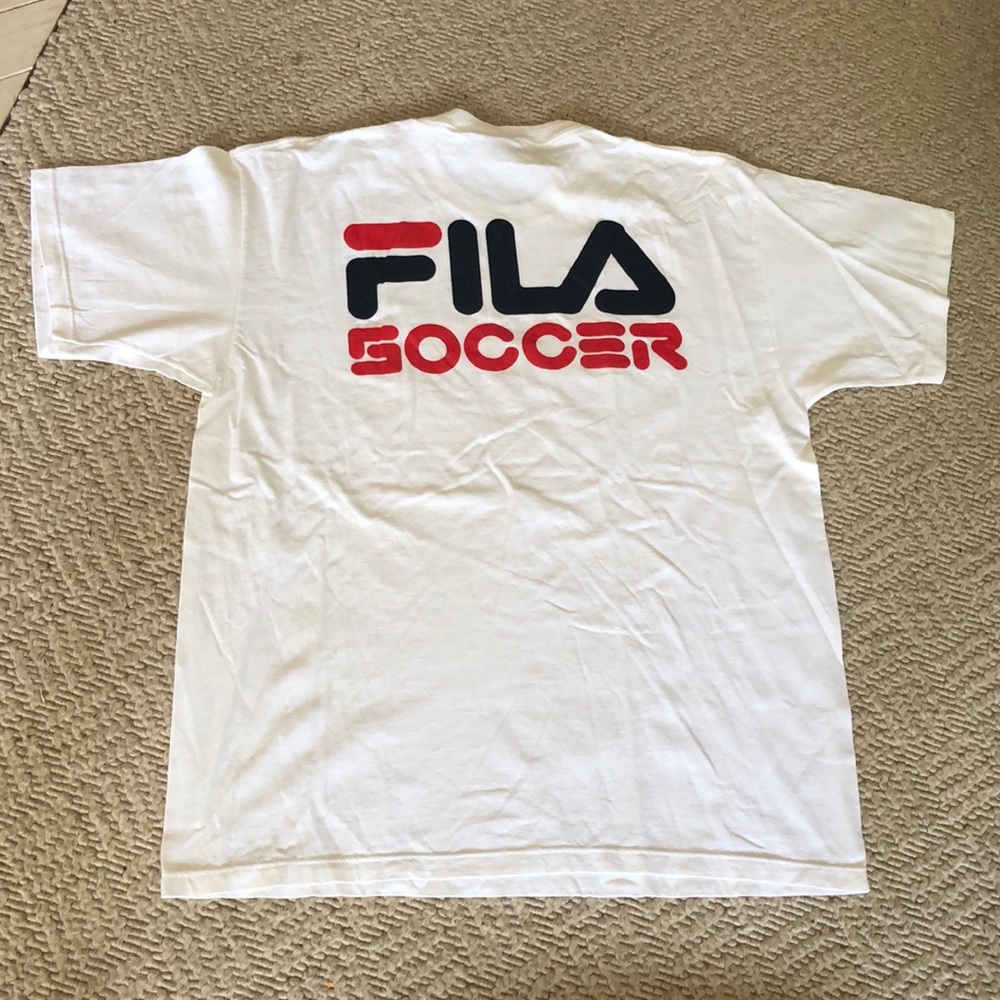 Vintage large Fila Soccer white tee shirt
